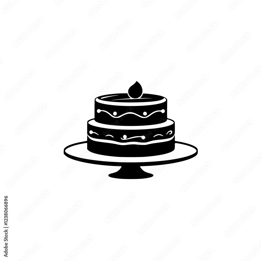 A delectable two-layered cake, adorned with exquisite frosting and a delicate cherry on top, sits elegantly on a cake stand, ready for a special occasion. A delectable two-layered cake, adorned with exquisite frosting and a delicate cherry on top, sits elegantly on a cake stand, ready for a special occasion.