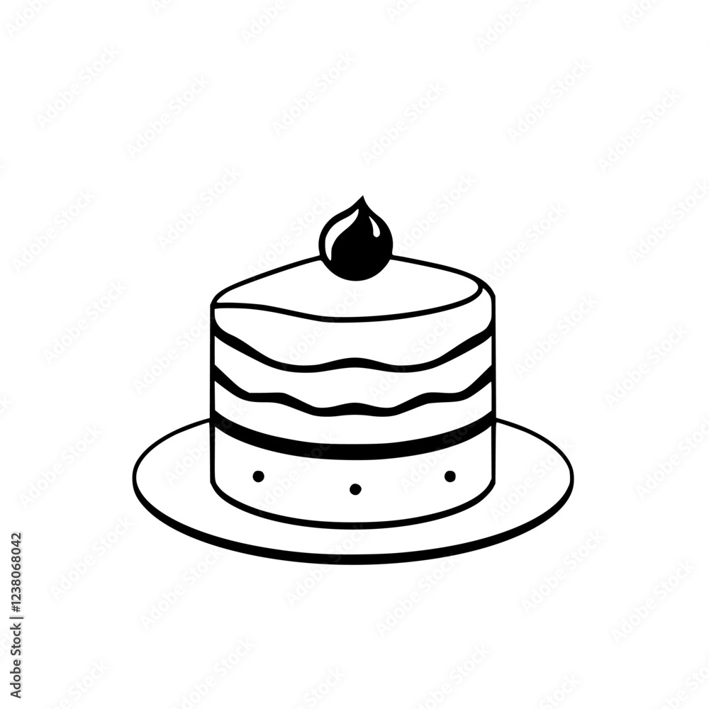 A delectable layered cake, adorned with whipped cream and a chocolate topping, sits on a plate. This image is perfect for bakery websites, food blogs, and dessert menus. A delectable layered cake, adorned with whipped cream and a chocolate topping, sits on a plate. This image is perfect for bakery websites, food blogs, and dessert menus.