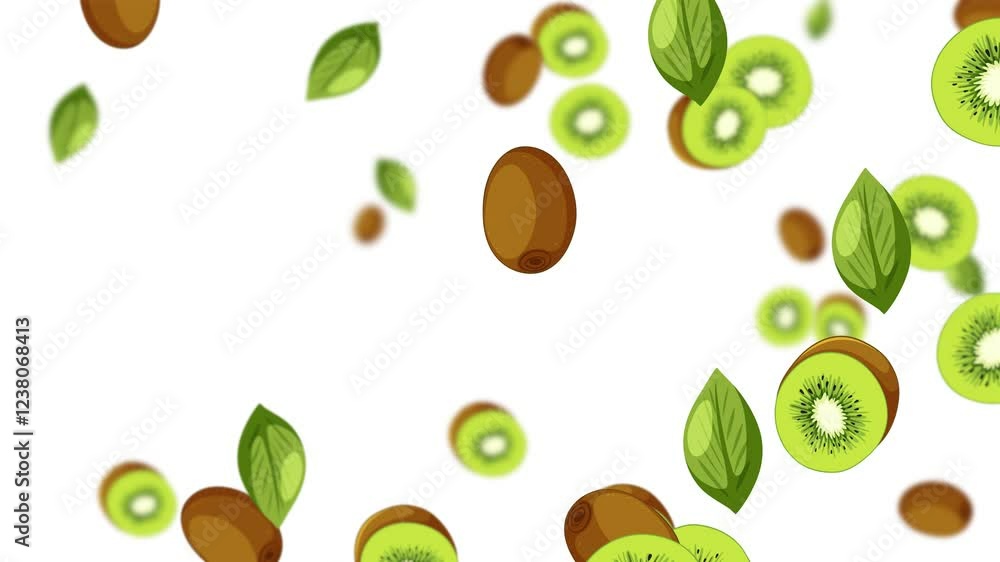Kiwi Slices and Leaves in Motion Kiwi Slices and Leaves in Motion