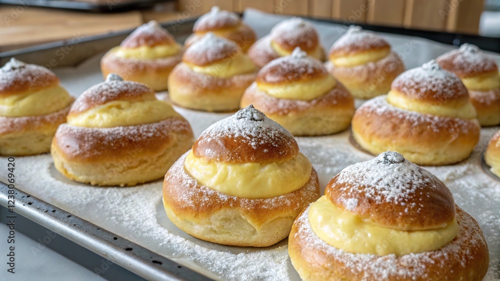 Soft fluffy Easter pastries filled with creamy cheese ready for the festive celebration Soft fluffy Easter pastries filled with creamy cheese ready for the festive celebration
