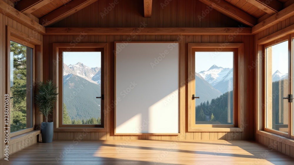 Obraz premium Framed Quote Print, Mountain cabin framed quote wooden beams