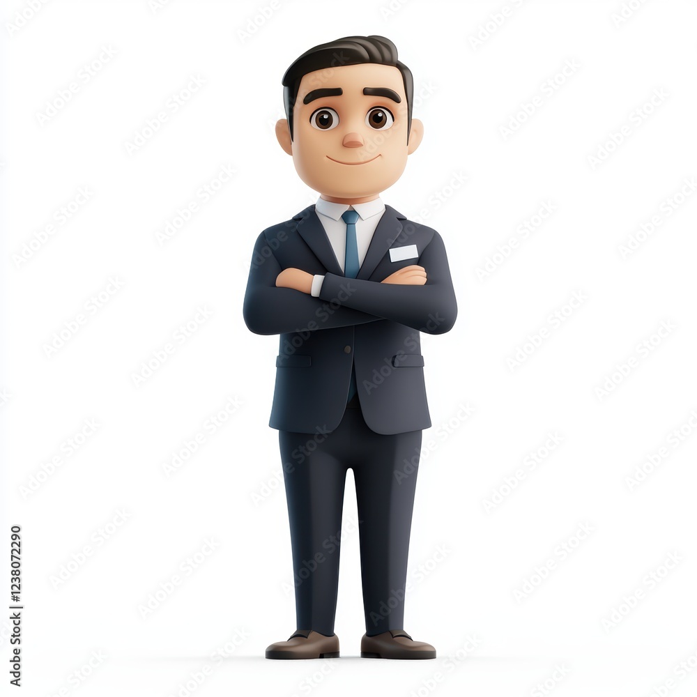 Professional businessman in a suit, standing with folded arms, ready for branding placement, isolated on a clean white background Professional businessman in a suit, standing with folded arms, ready for branding placement, isolated on a clean white background