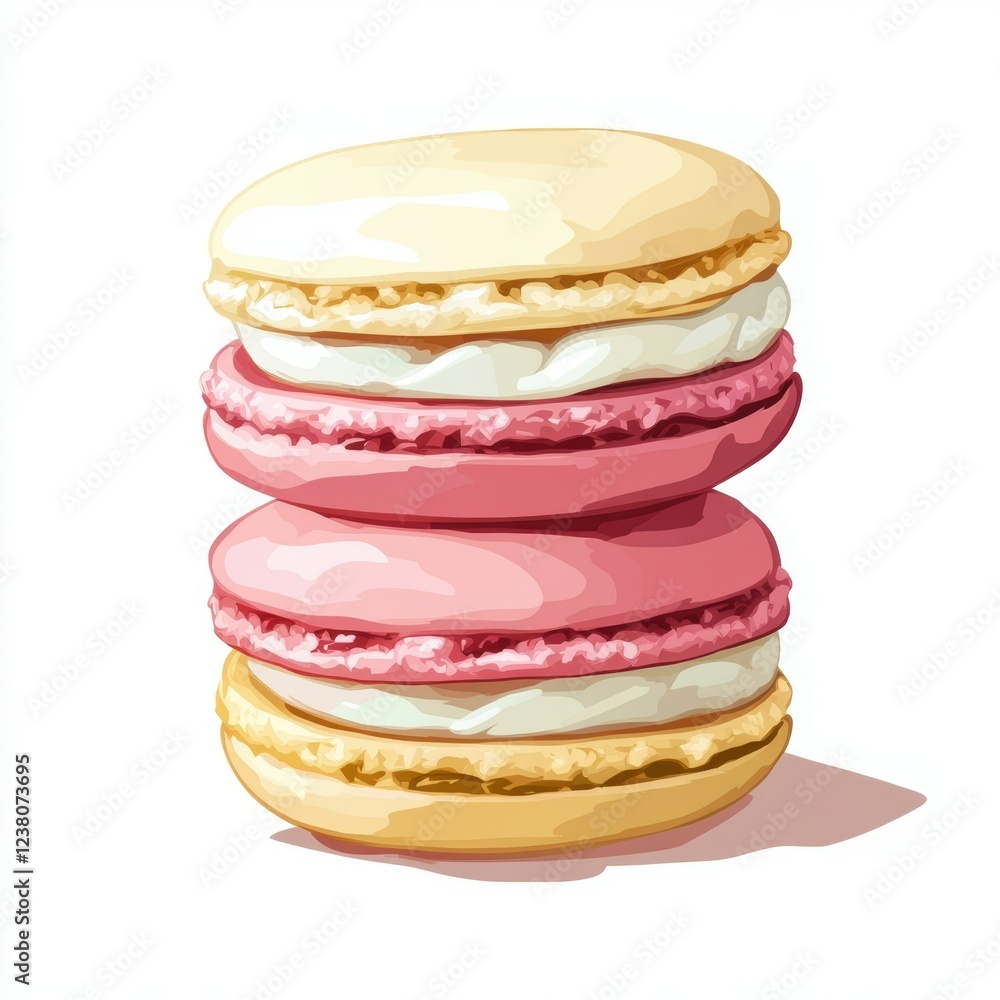 Colorful stacked macarons dessert display. Colorful stacked macarons dessert display.