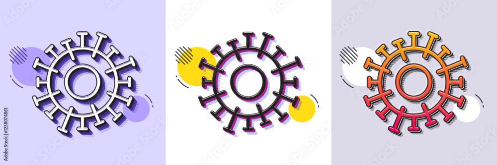 Coronavirus line icon. Halftone dotted pattern. Gradient icon with grain shadow. Covid-19 pandemic virus sign. Corona virus symbol. Line coronavirus icon. Various designs. Vector Coronavirus line icon. Halftone dotted pattern. Gradient icon with grain shadow. Covid-19 pandemic virus sign. Corona virus symbol. Line coronavirus icon. Various designs. Vector