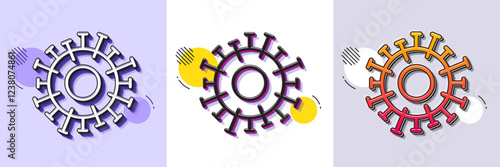 Coronavirus line icon. Halftone dotted pattern. Gradient icon with grain shadow. Covid-19 pandemic virus sign. Corona virus symbol. Line coronavirus icon. Various designs. Vector