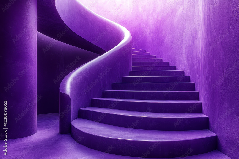 Obraz premium Curvaceous Violet Stairs An Unconventional Journey Through Abstract Architectural Wonders in Shades of Purple