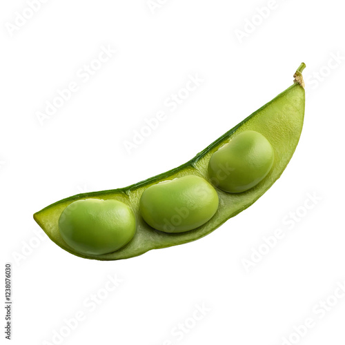 Fresh green peas in a pod on a white background showcasing healthy organic vegetables photo