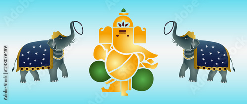 Indian god ganesha, lord ganpati on ganesh chaturthi. ganesha with elephant.