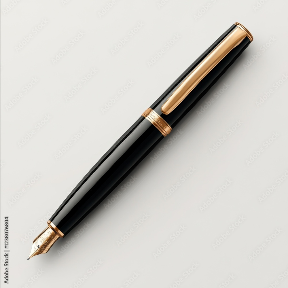 Elegant black fountain pen on a smooth surface. Elegant black fountain pen on a smooth surface.