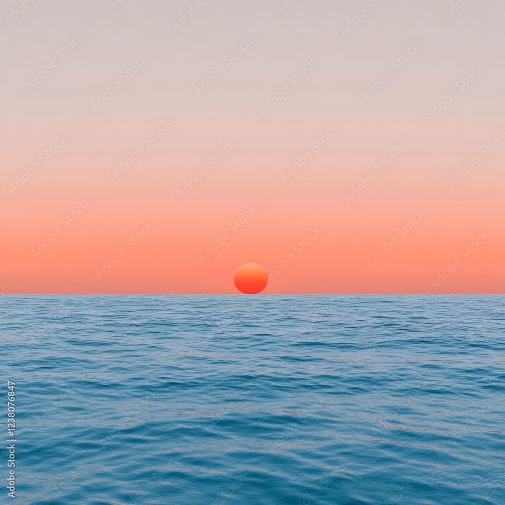 Tranquil Ocean Sunset Imagery Serene Horizon Line with Vibrant Cloudscape - Nature Content for Calm Branding and Mindful Wellness Marketing Tranquil Ocean Sunset Imagery Serene Horizon Line with Vibrant Cloudscape - Nature Content for Calm Branding and Mindful Wellness Marketing