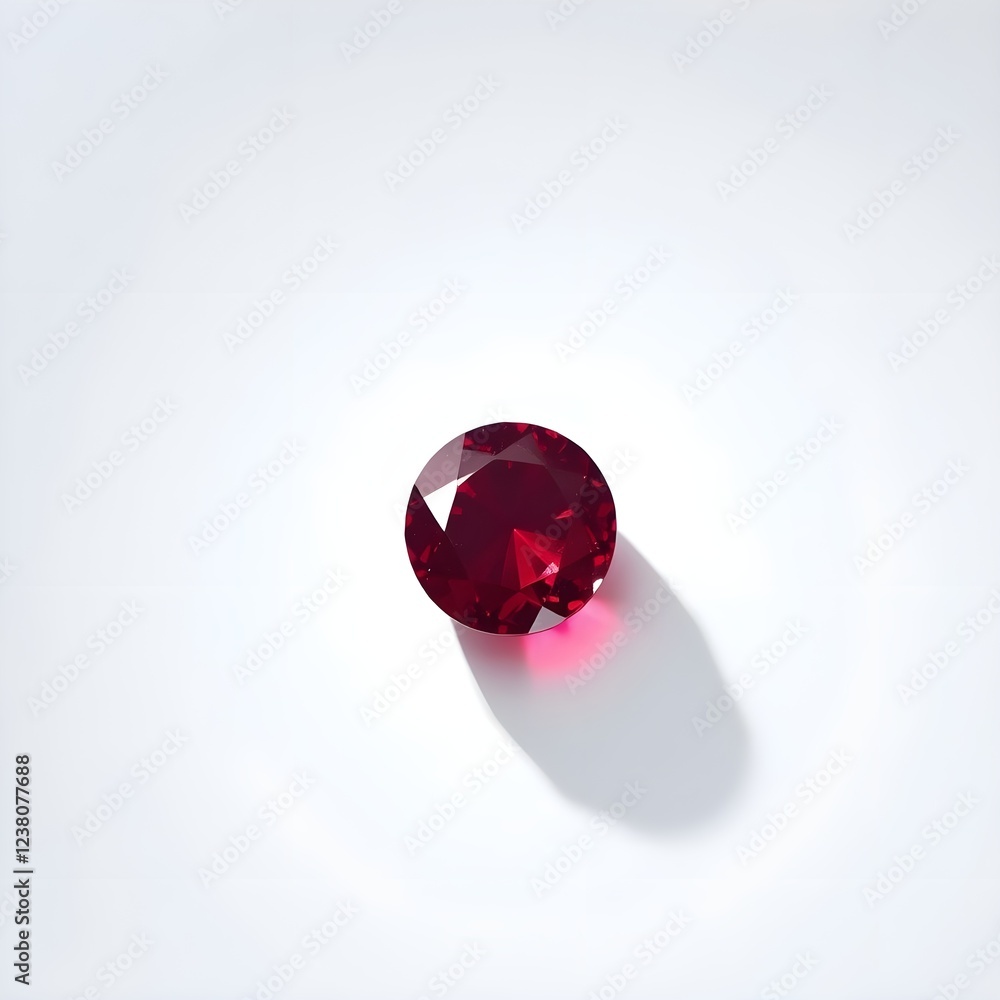 A well-processed ruby lies on a white background. A well-processed ruby lies on a white background.
