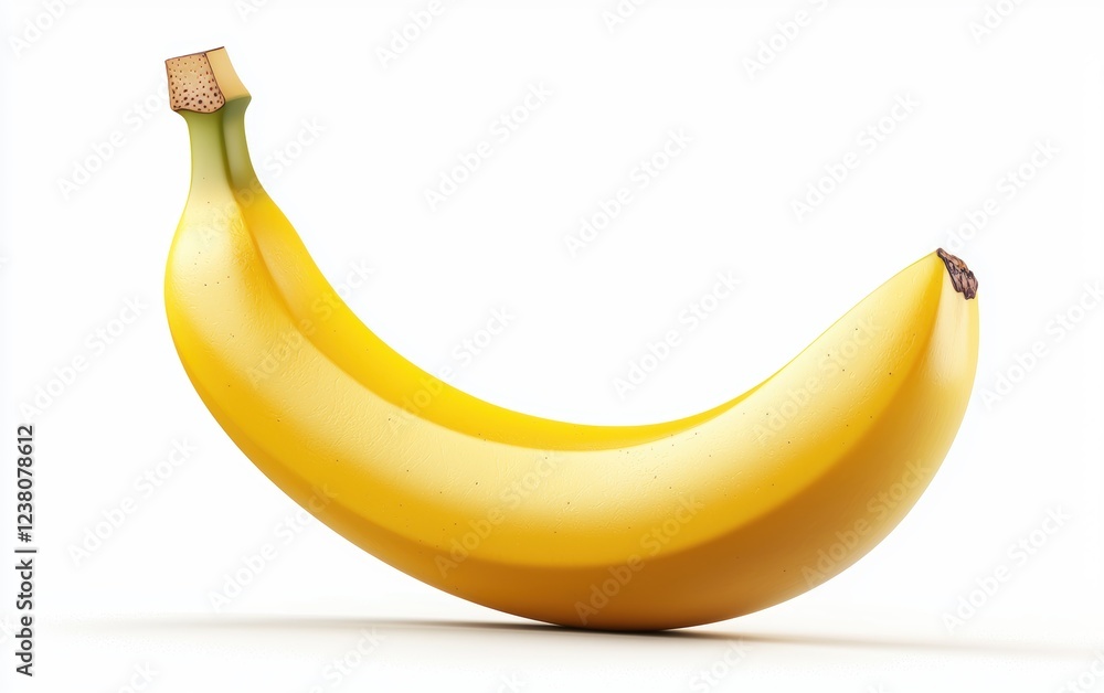 Ripe banana slightly curved with a smooth yellow peel isolated on a white background Ripe banana slightly curved with a smooth yellow peel isolated on a white background