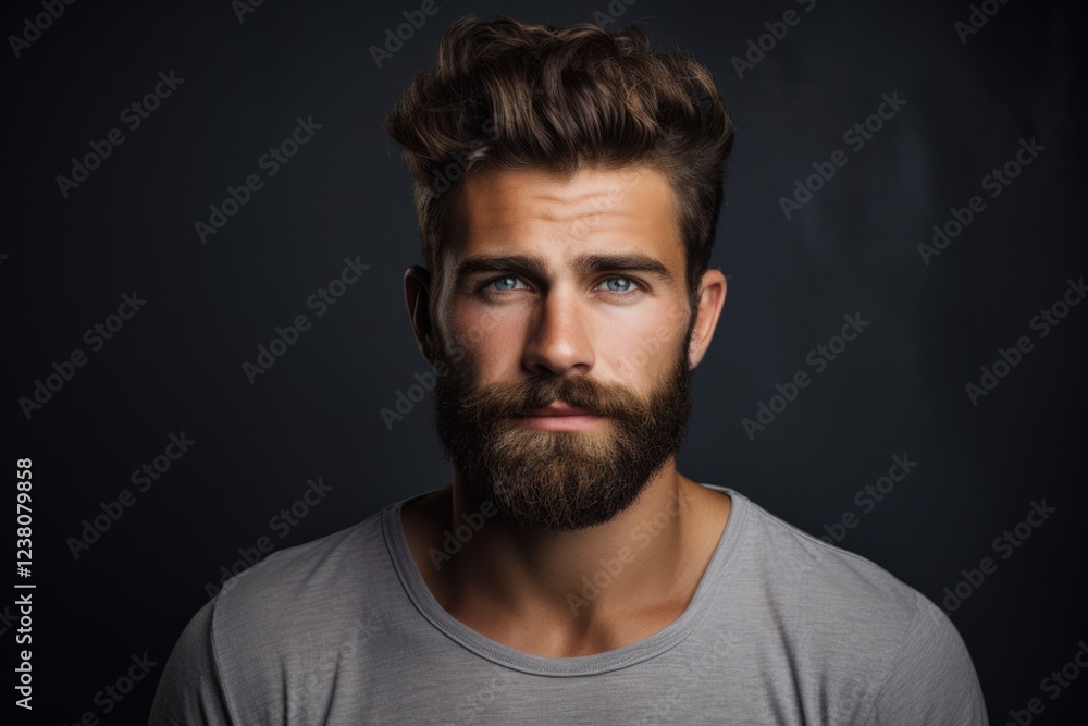 Uncertain Young Bearded Man with Messy Beard and Moustache on Attractive Background. Unsatisfied Adult Seeking Barber Help Uncertain Young Bearded Man with Messy Beard and Moustache on Attractive Background. Unsatisfied Adult Seeking Barber Help