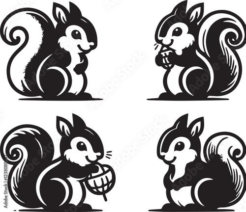 Squirrel vector in black and white