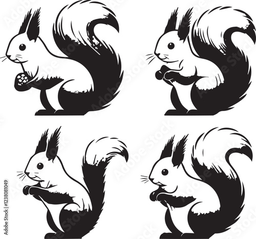 Squirrel vector in black and white