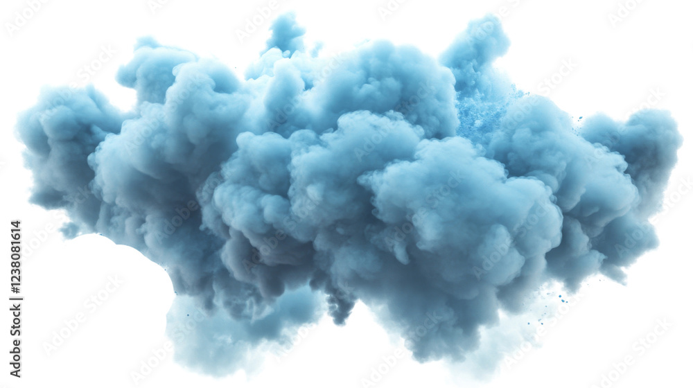 Realistic blue smoke cloud floating with transparent background Realistic blue smoke cloud floating with transparent background