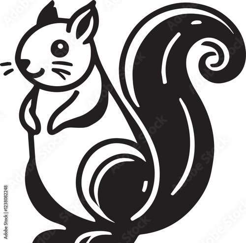 Squirrel vector in black and white