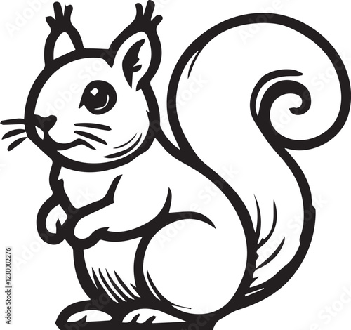 Squirrel vector in black and white