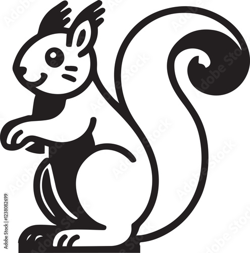 Squirrel vector in black and white