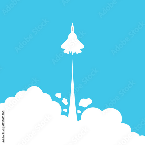 vector silhouette fighter jet air plane in the sky