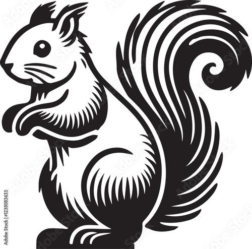 Squirrel vector in black and white