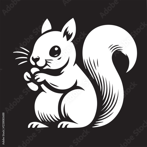 Squirrel vector in black and white