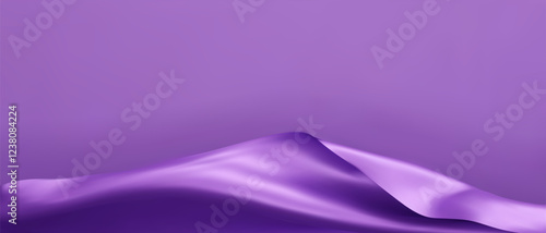 Luxury abstract purple background with ribbon silk elements. 3D vector illustration.