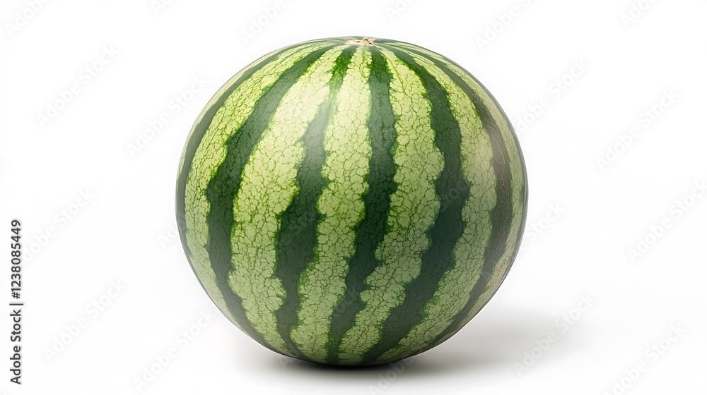 A Single, Juicy Watermelon on White Background