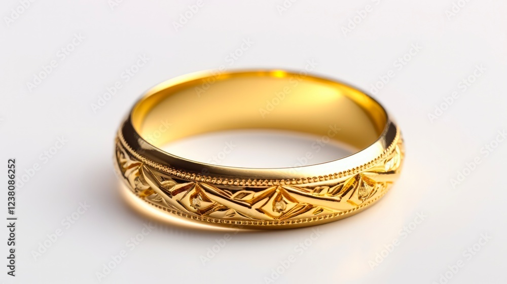 Yellow Gold Ring on White Background. 3D Object with Shine for Husband, 2 or 3 Stone Design Yellow Gold Ring on White Background. 3D Object with Shine for Husband, 2 or 3 Stone Design