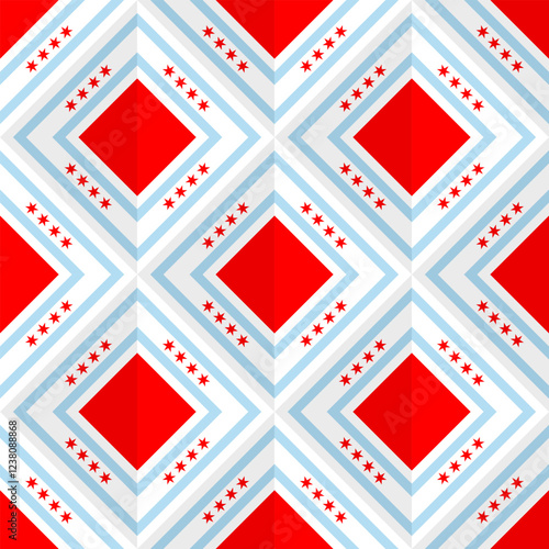 chicago flag pattern. red star background. vector illustration