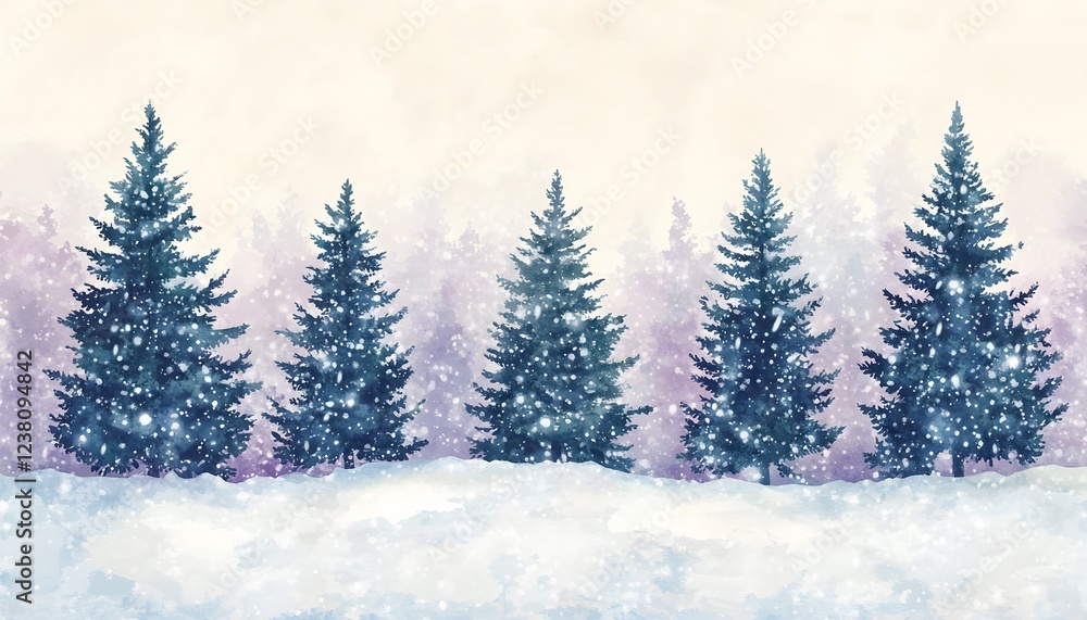 Five Snow Covered Pine Trees in Winter Wonderland Five Snow Covered Pine Trees in Winter Wonderland