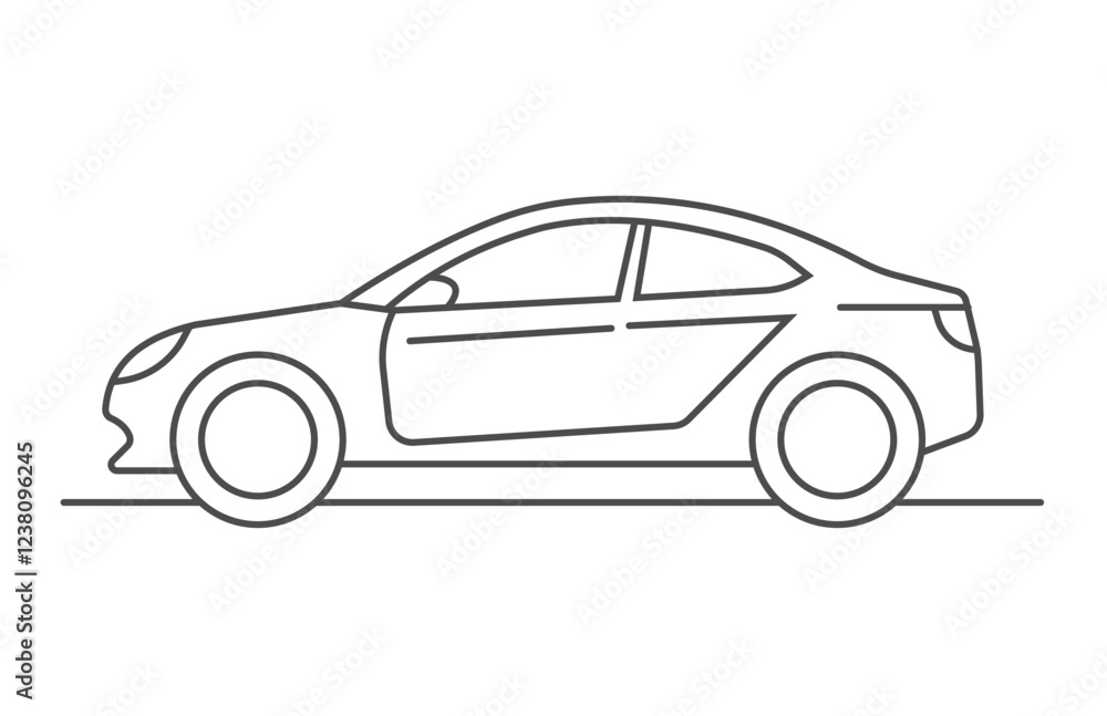 Obraz premium Vector line art car with white background.