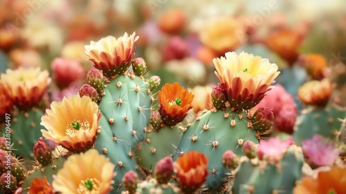 Fototapeta Naklejka Na Ścianę i Meble -  Close-up of vibrant flowering cactus with fine detail and sharp focus