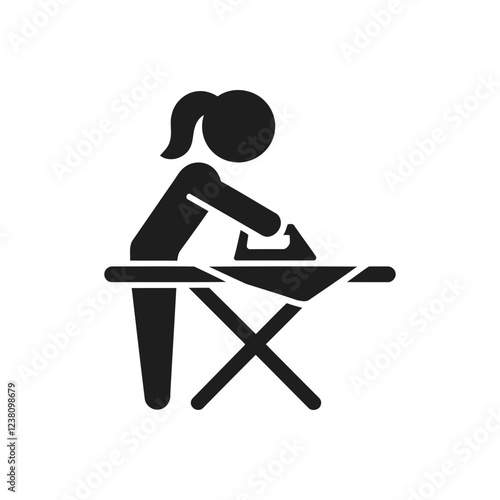 Woman Ironing Clothes Icon