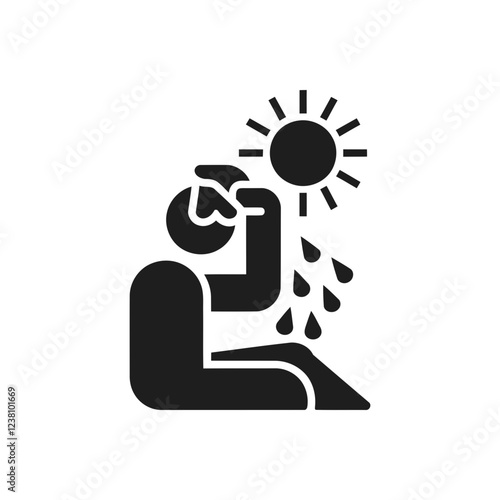 Heat exhaustion under sun icon