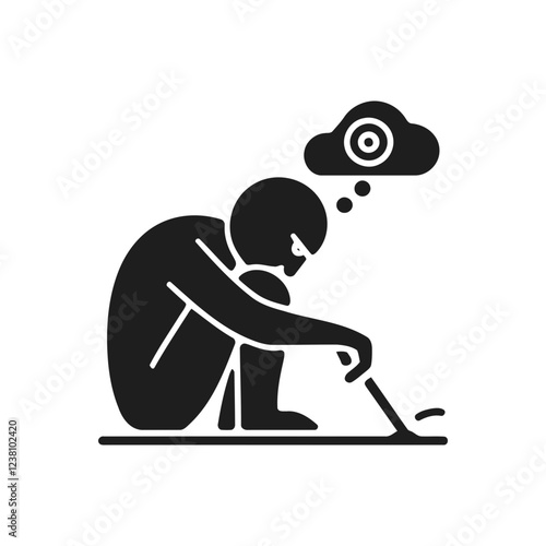Person sitting with thought bubble icon
