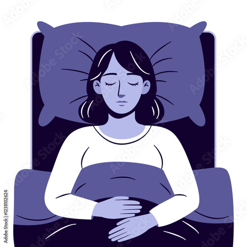 Peaceful Woman Sleeping Comfortably in Bed at Night