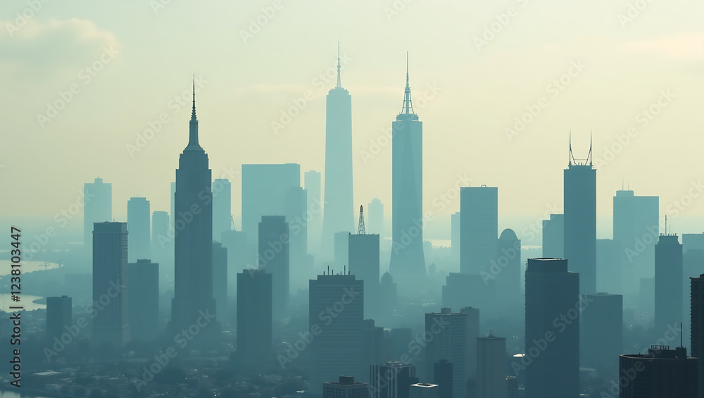 Obraz premium Global City Skylines, Hazy