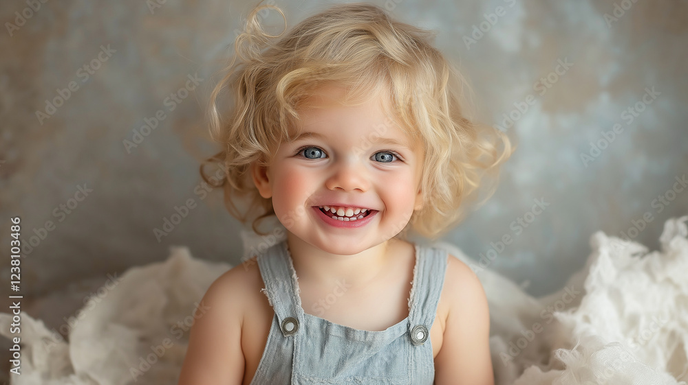 A young blonde girl with a big smile on her face A young blonde girl with a big smile on her face