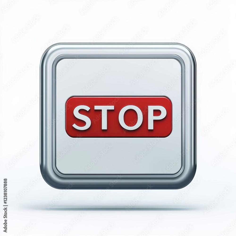 square STOP button with sharp edges and a pressed-down look, isolated on a clean white background square STOP button with sharp edges and a pressed-down look, isolated on a clean white background