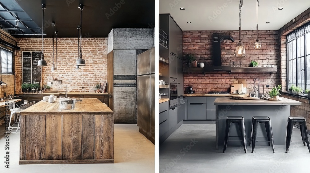 Industrial Chic Kitchen Design Exposed Brick, Wood, and Metal Accents