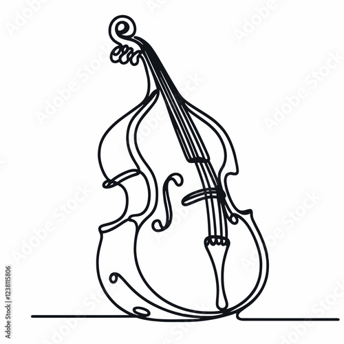 double bass    Vector  simple continuous one line drawing  illustration . Simple Illustration for Minimalist Design. on white