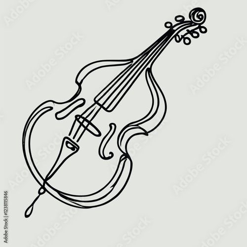double bass    Vector  simple continuous one line drawing  illustration . Simple Illustration for Minimalist Design. on white