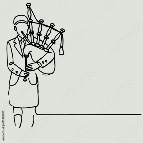 Vector  simple continuous one line drawing  illustration of bagpipes . Simple Illustration for Minimalist Design. on white