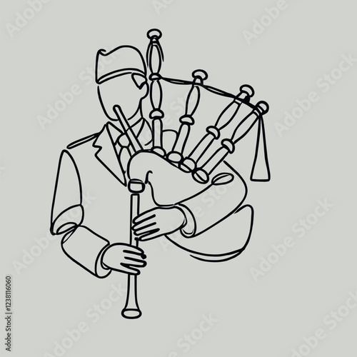 Vector  simple continuous one line drawing  illustration of bagpipes . Simple Illustration for Minimalist Design. on white