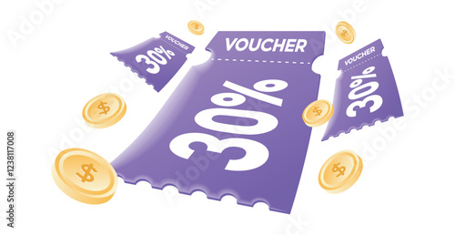 Voucher card cash back template design with coupon code promotion. Premium special price offers sale coupon.