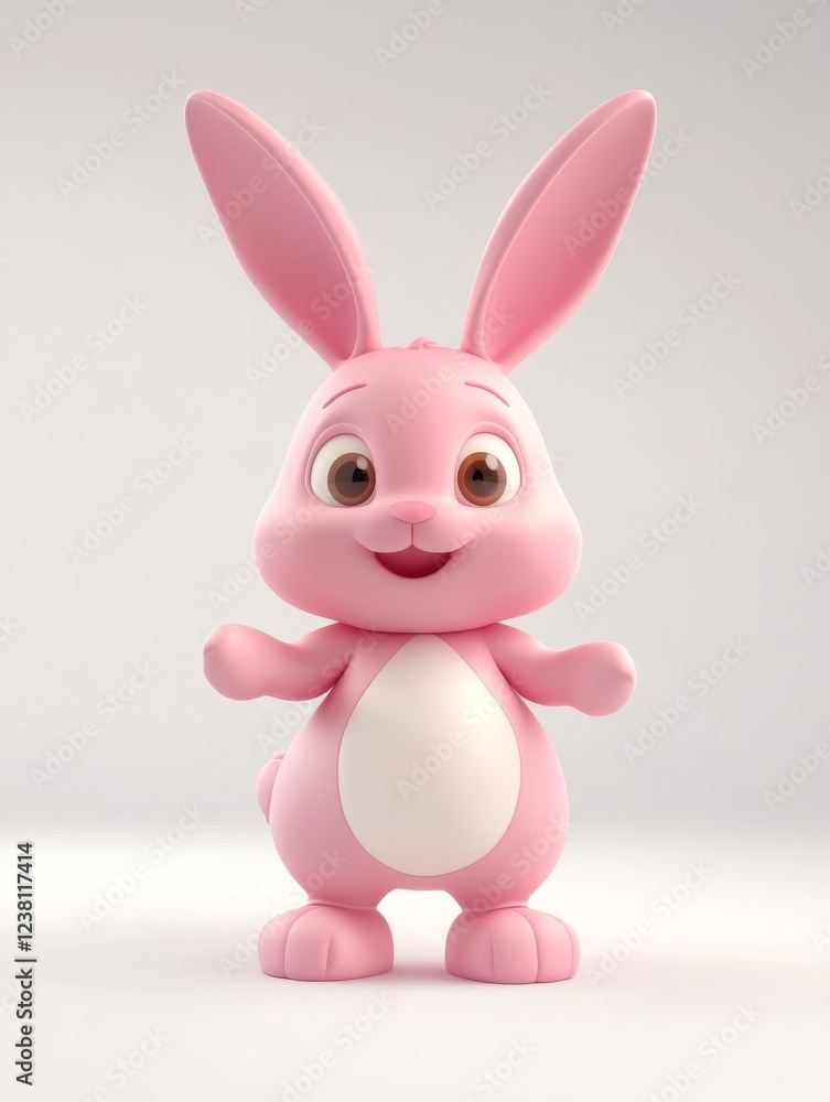 3D rendering of cartoon pink Easter bunny isolated on white background 3D rendering of cartoon pink Easter bunny isolated on white background