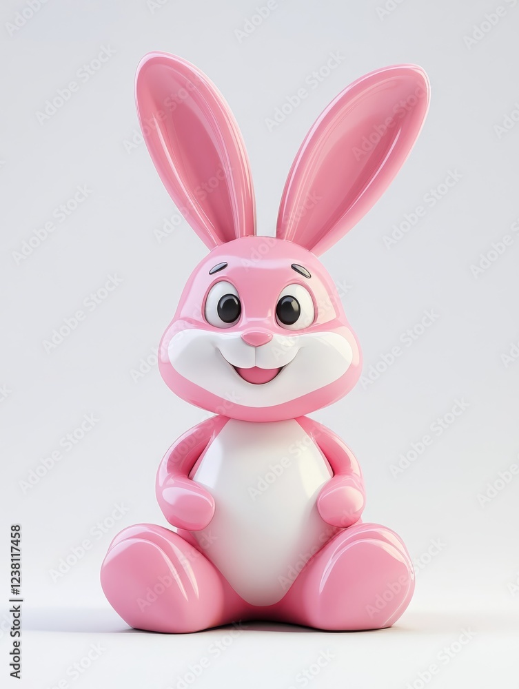 3D rendering of cartoon pink Easter bunny isolated on white background 3D rendering of cartoon pink Easter bunny isolated on white background