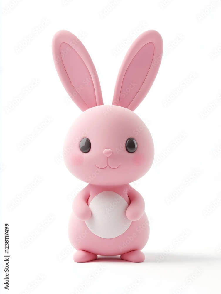 3D rendering of cartoon pink Easter bunny isolated on white background 3D rendering of cartoon pink Easter bunny isolated on white background
