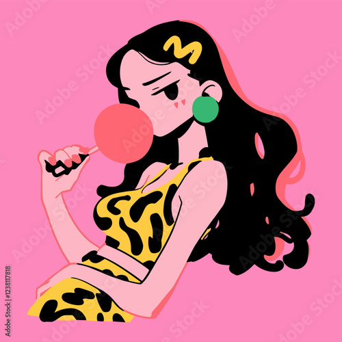 Happy women's day. Girls power. Vector illustration of a cool woman